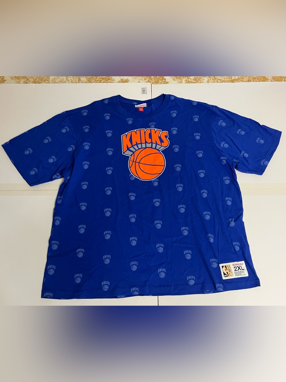 Mitchell & Ness 2XL New York Knicks Hardwood Classics Royal All Over Print Shirt